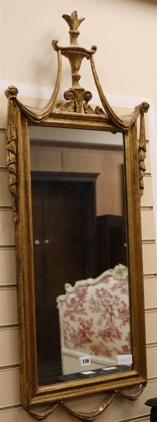 An Adam style gilt carved wood framed wall mirror W.47cm